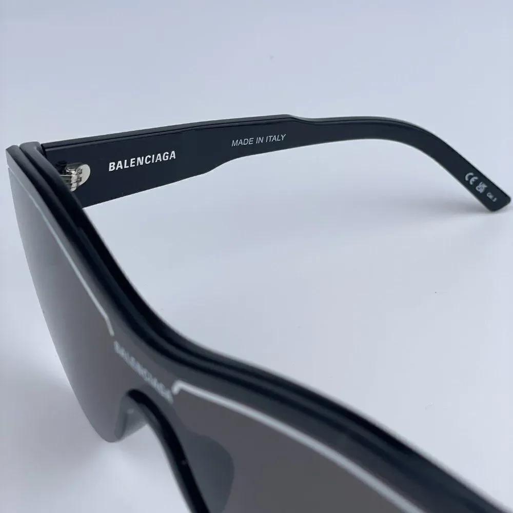 NEW Balenciaga BB0004S 001 Black Grey Shield Unisex Sunglasses